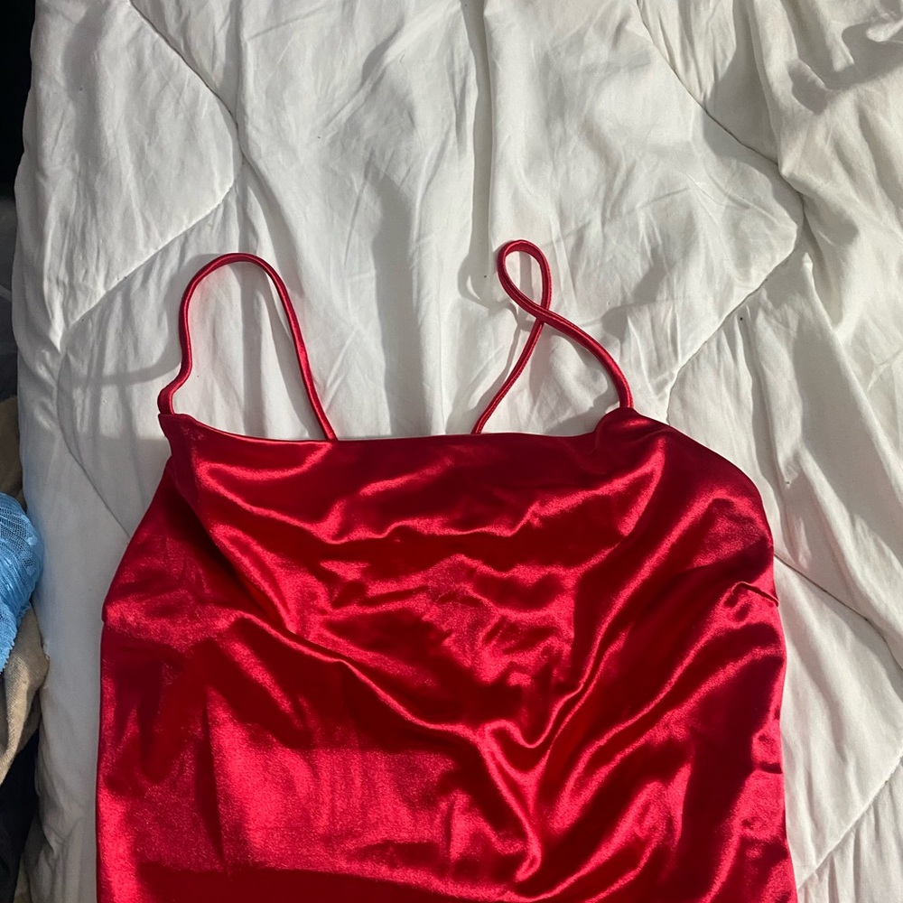Sleek Red Satin Cami Top